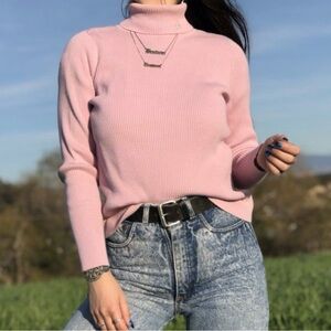 Lauren Ralph Lauren Balletcore Ribbed Pink Turtleneck Cotton Long Sleeve 2X